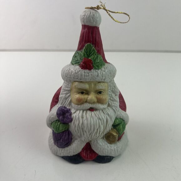 Vintage 1994 Artmark Hand Painted Porcelain Santa Claus Ornament Bell Christmas - Picture 3 of 8